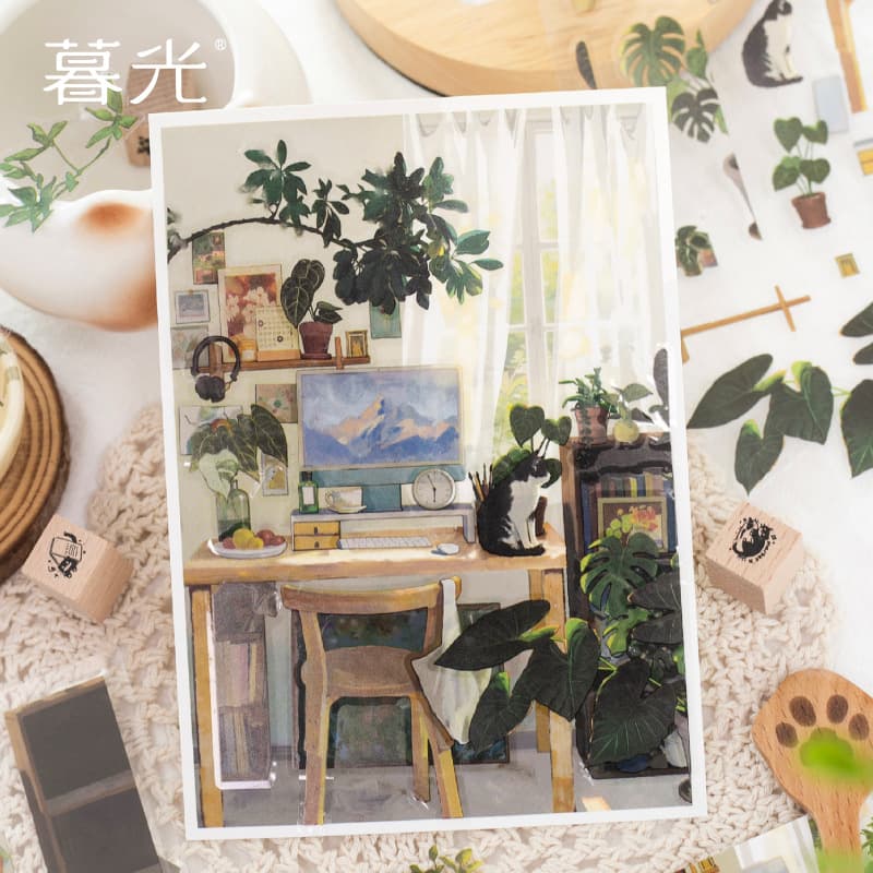 Twilight window scenery series hand-painted landscaping stickers ins style three-dimensional scene stickers decompressed miniature collage