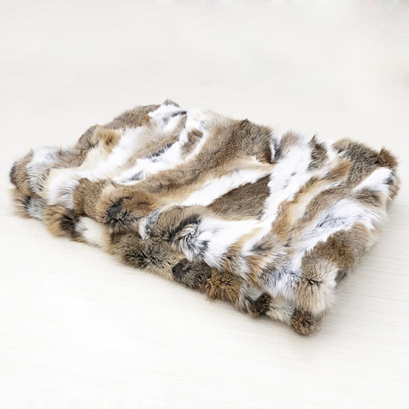 Nordic Sofa Throw Blanket Solid Color Air Conditioning Blanket Fur Knitted Blanket Striped Rabbit Fur Decorative Blanket Bed End Blanket Home