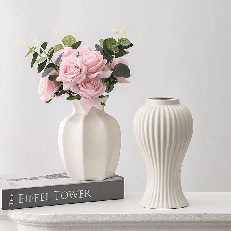 Creative modern white ceramic vase simple flower arrangement flowers can be filled with water vase living room table decoration ornaments