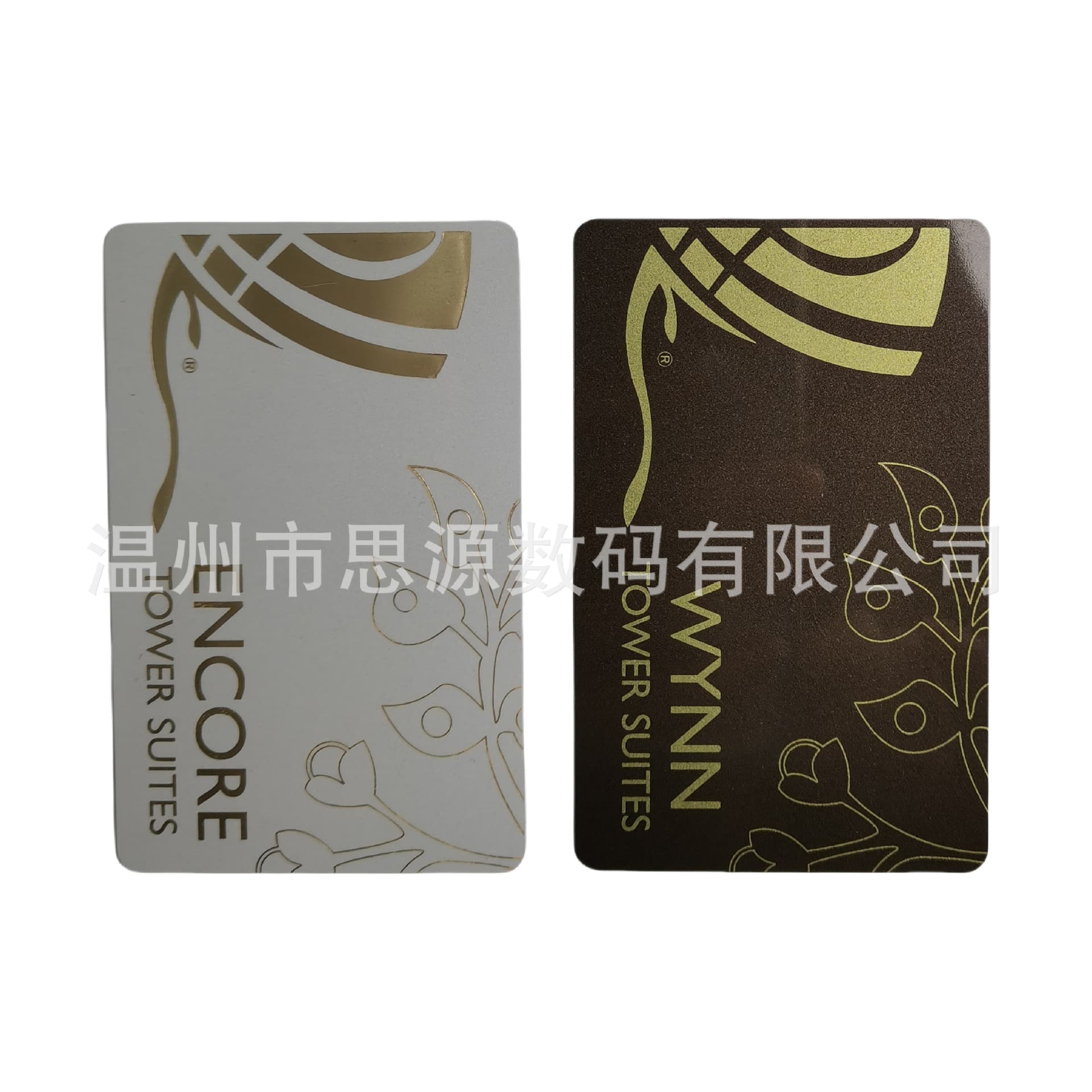VIP membership card production with large area gold stamping on PVC card film, four-color printing for hotel door lock cards.