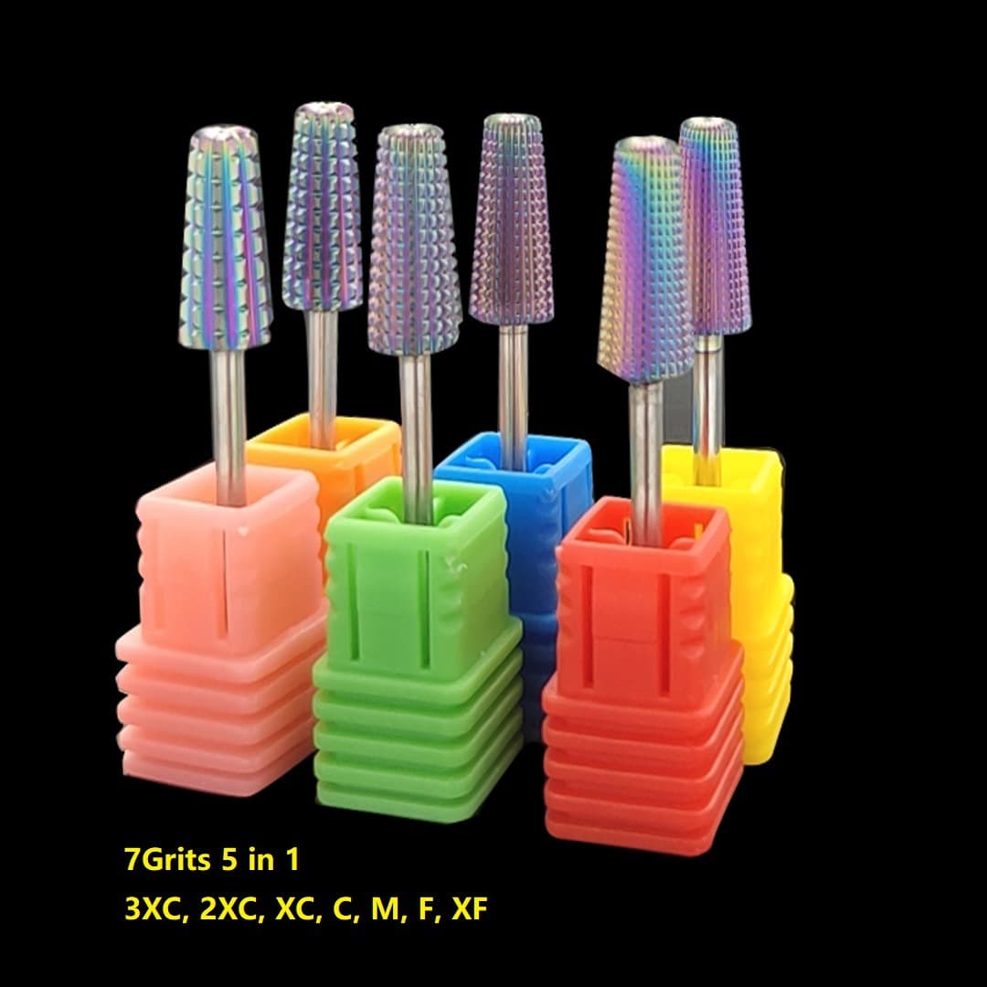 Color-plated five-in-one polishing head Amazon's most popular manicure tungsten steel nail removal and dead skin callus tapered polishing head