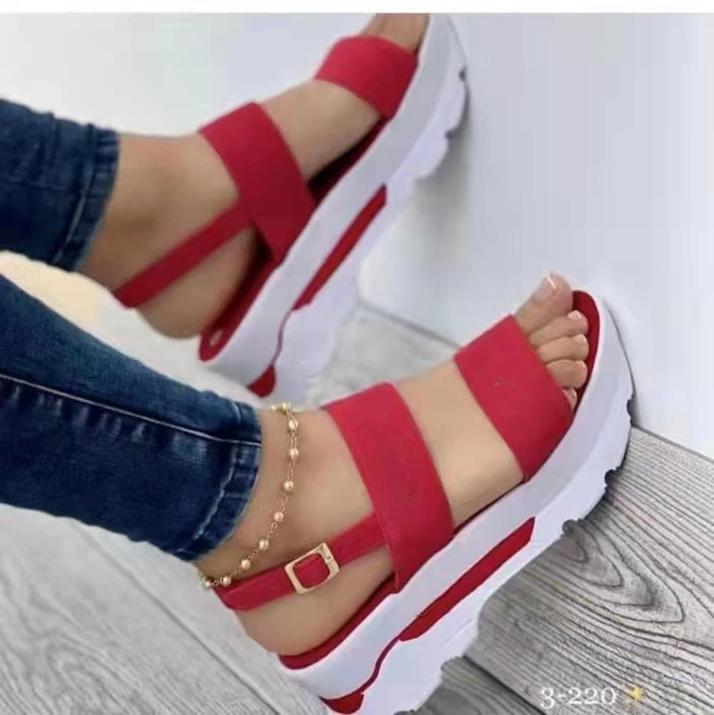 2024 New Summer Large Size Cross-Border Women's Shoes with Wide Letters and Sweet Style Thick-Soled Wedge Sandals for Women