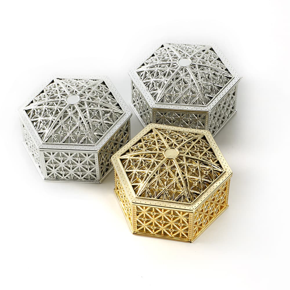 Cross-border Wedding Candy Box Banquet Party Chocolate Packaging Box Electroplated Gold Hexagonal Star Box