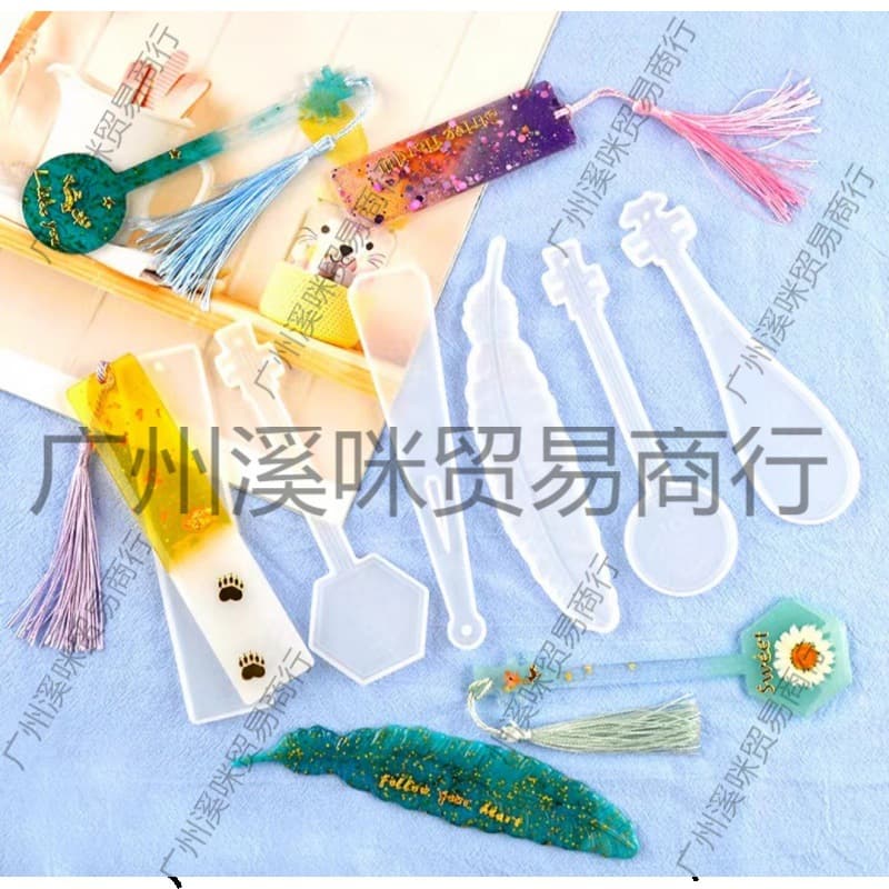 DIY Bookmark Mold Crystal Epoxy Resin Mold Silicone Feather Rectangle Set Bookmark Mold