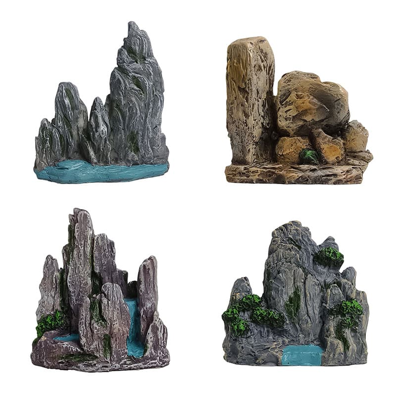 Cross-border Simulation Micro Landscape Rockery Water Flow Ornamental Fish Pond Ecological Aquarium Scenery Resin Craft Decor