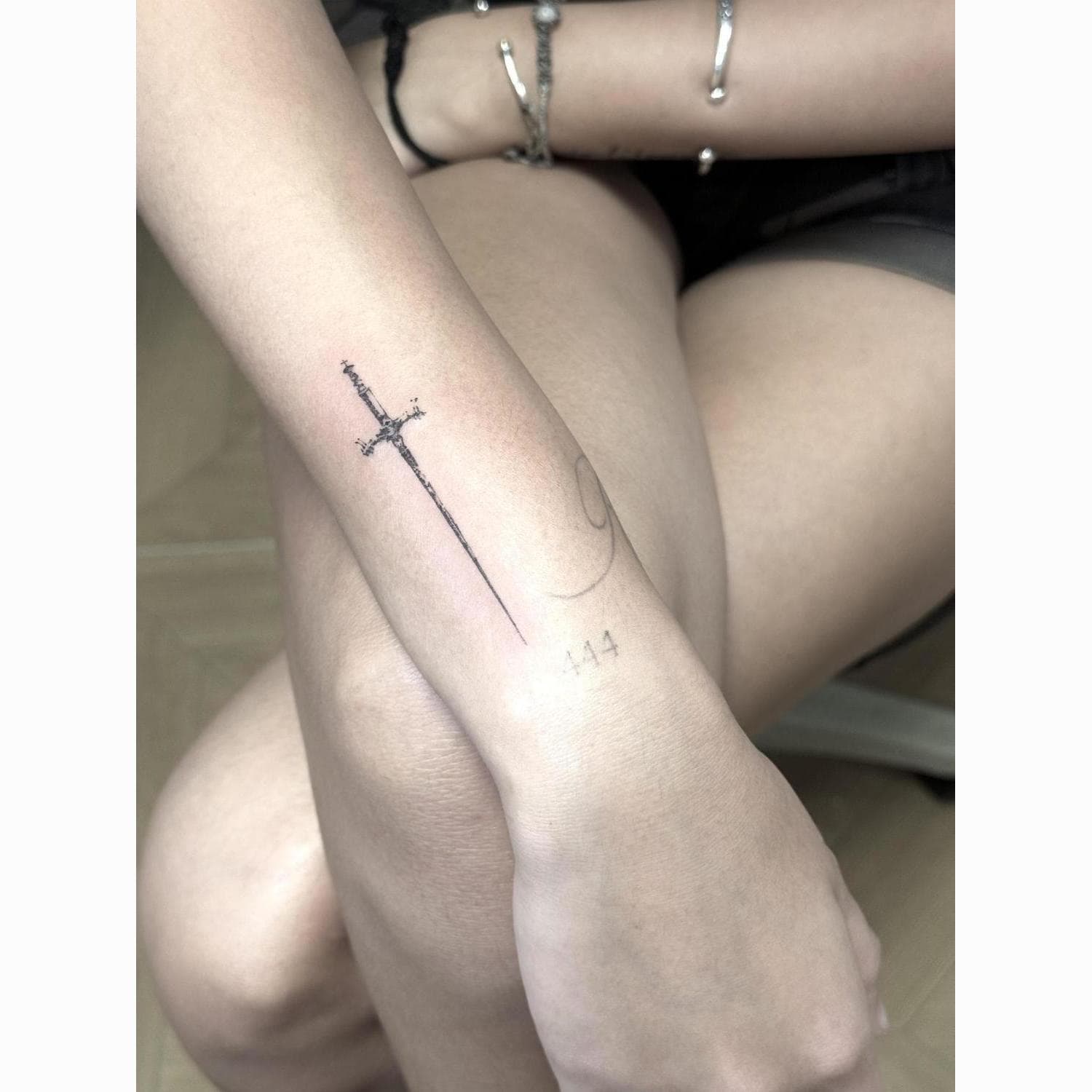Cross Holy Light Sword Herbal Temporary Tattoo Semi-Permanent New Style Creative Tattoo Ins Style Non-Toxic Scar Cover Sticker