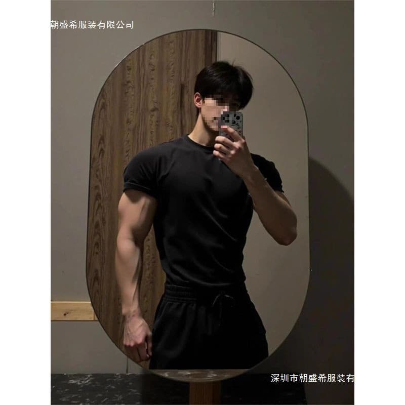 Fitness Brand Quick-Dry Short Sleeve T-Shirt for Men, New Slim Fit Muscle Stretch Running Training Casual Wear