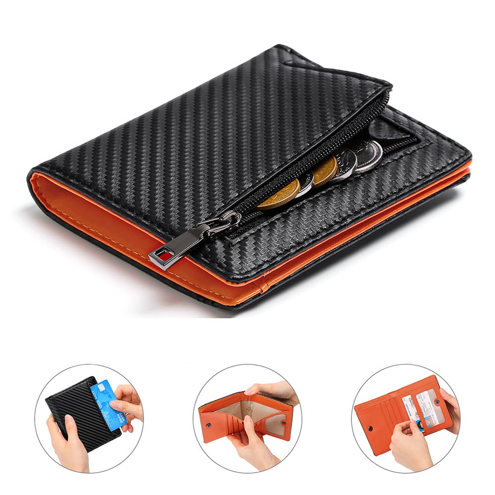 GAEKEAO carbon fiber men's wallet high quality anti-theft brush wallet PU leather coin purse manufacturer spot wholesale