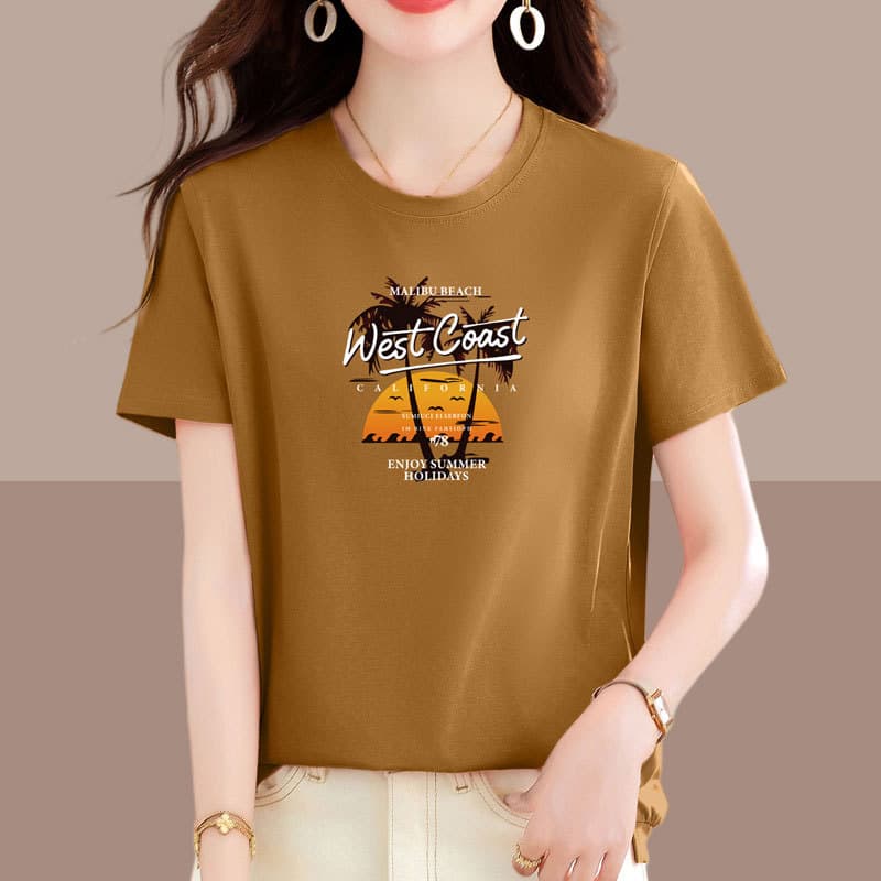 Short Sleeve T-Shirt Women 2025 Summer New Korean Loose Fit Base Tee Ladies T Middle-Aged Mother Plus Size Round Neck Top
