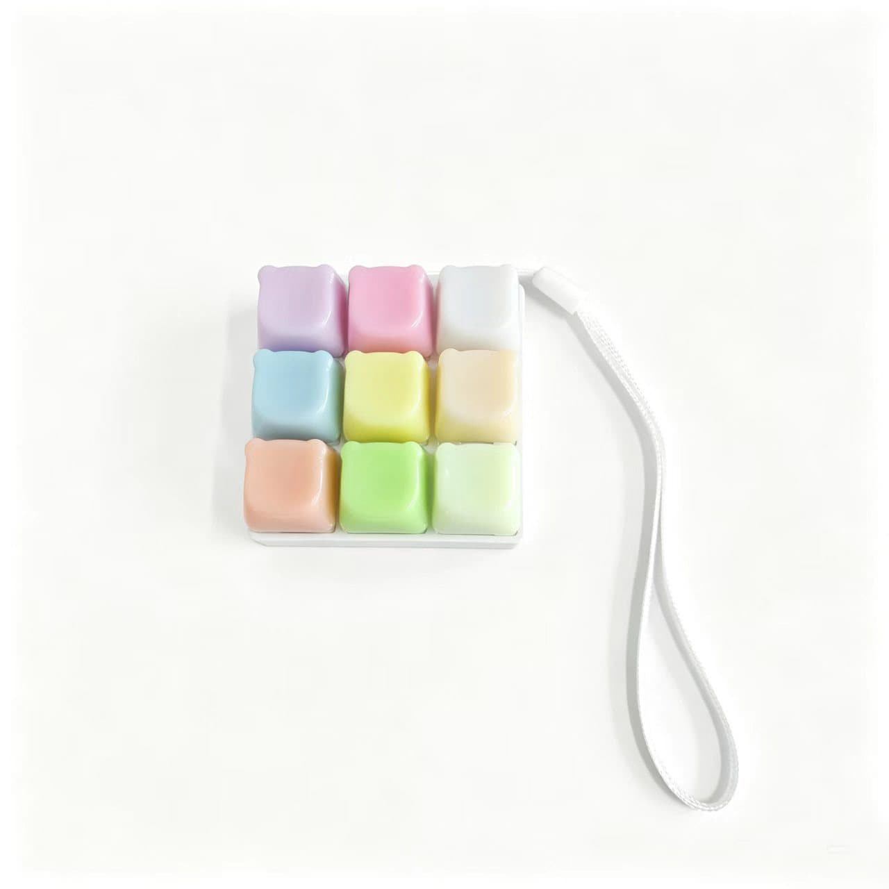 Cross-border Round Cap Stress Relief 9-Key Switch Tester Keyboard Cat Keychain Finger Squeeze Toy Pendant