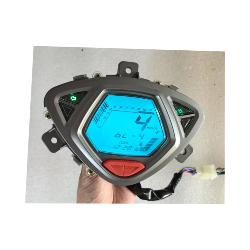 Ghostfire motorcycle LCD speedometer, odometer, fuel gauge, RPM, backlit 7-color adjustable time display