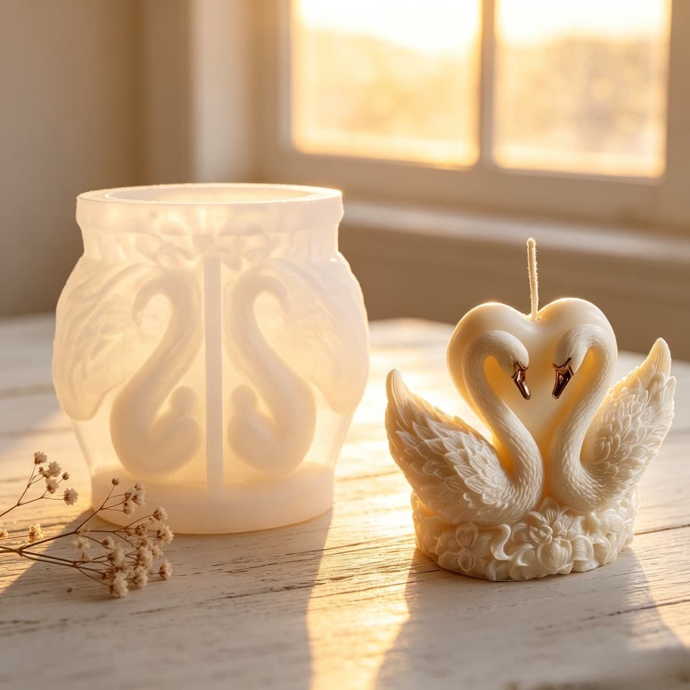 Double swan love three-dimensional silicone mold aromatherapy candle resin plaster DIY romantic ornament pouring mold