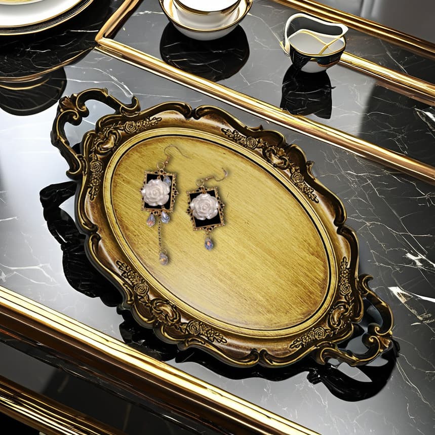 Amazon Hot Selling American Vintage Distressed Luxury Storage Tray Decorative Plate Wedding Plate Fruit Plate Table Decorative Plate