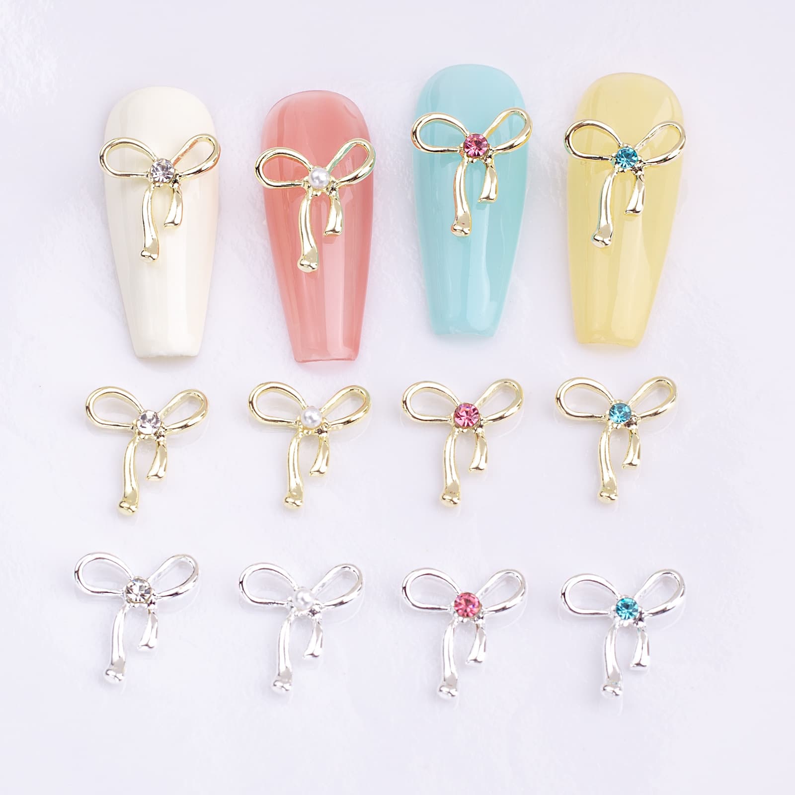 Hollow Nail Art Accessories Wearable Nail Alloy Parts Nail Art Bowknot Ribbon Bow Decoration Nail Art