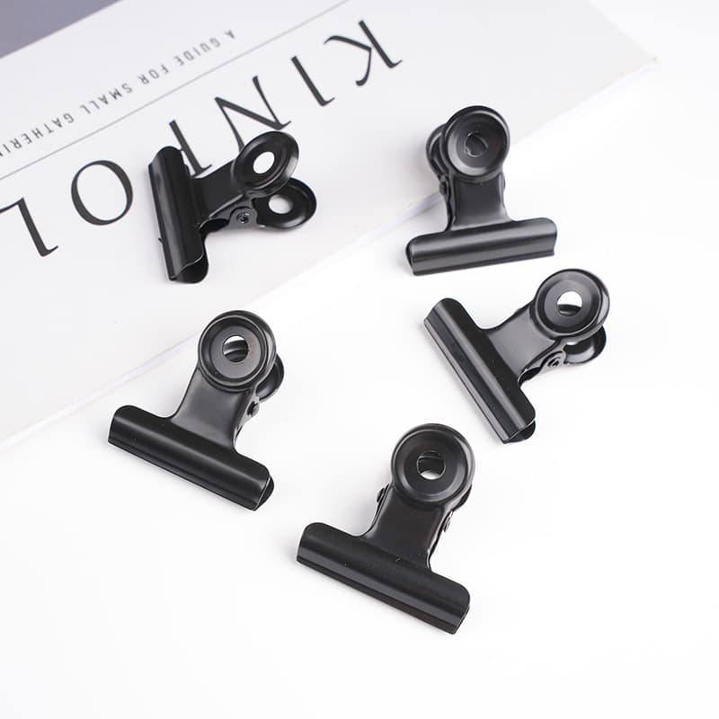 Black Round-Tip Clips - Metal Bill Clips, Household Multi-purpose Strong Document Mini Clips, Stationery Fastening Organizer