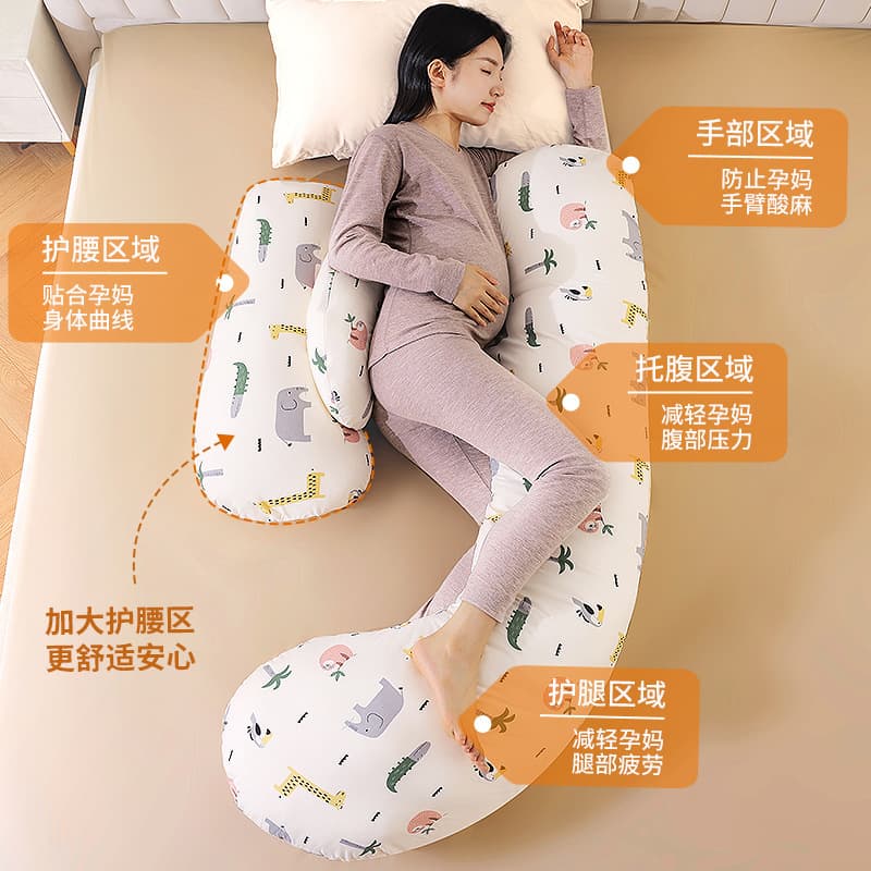 Pregnancy Pillow for Side Sleeping, Lumbar Support, Multi-Functional Belly Support U-Shaped Pillow, Maternity Sleeping Pillow