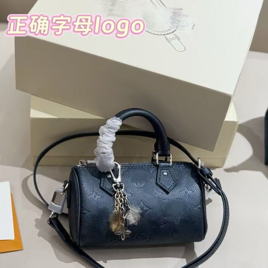 Lvjia Pillow Bag NANO SPEEDY Pearlescent Pink Leather 25 Christmas New Portable Crossbody Bag Crossbody