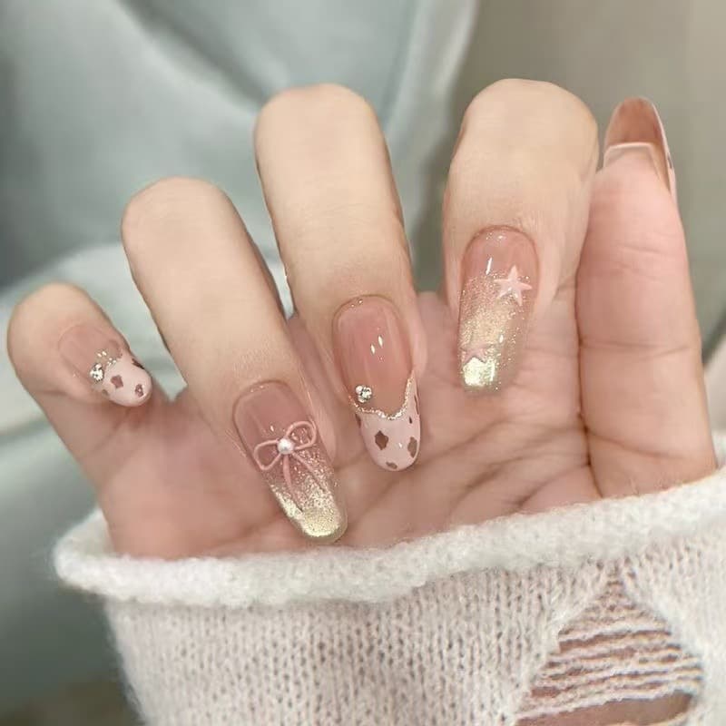 TikTok Hot-Selling Press-On Nails, Premium Handmade French Leopard Print Cat Eye Nail Tips, Women's Pre-Made False Nails