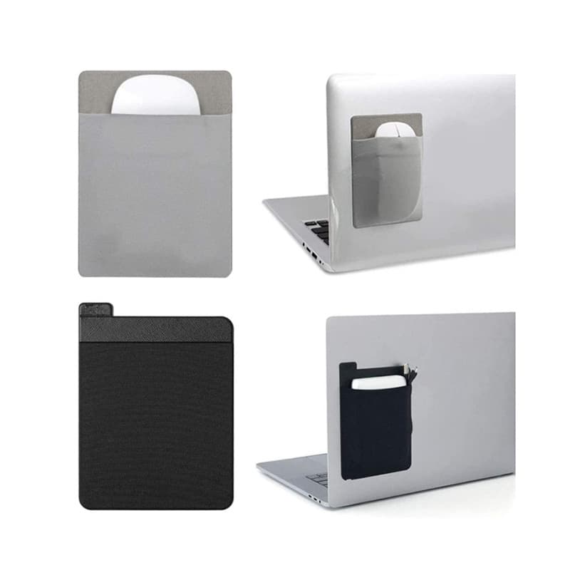 Adhesive Back-of-Monitor Organizer Pouch for Mouse, SSD, and Power Supply