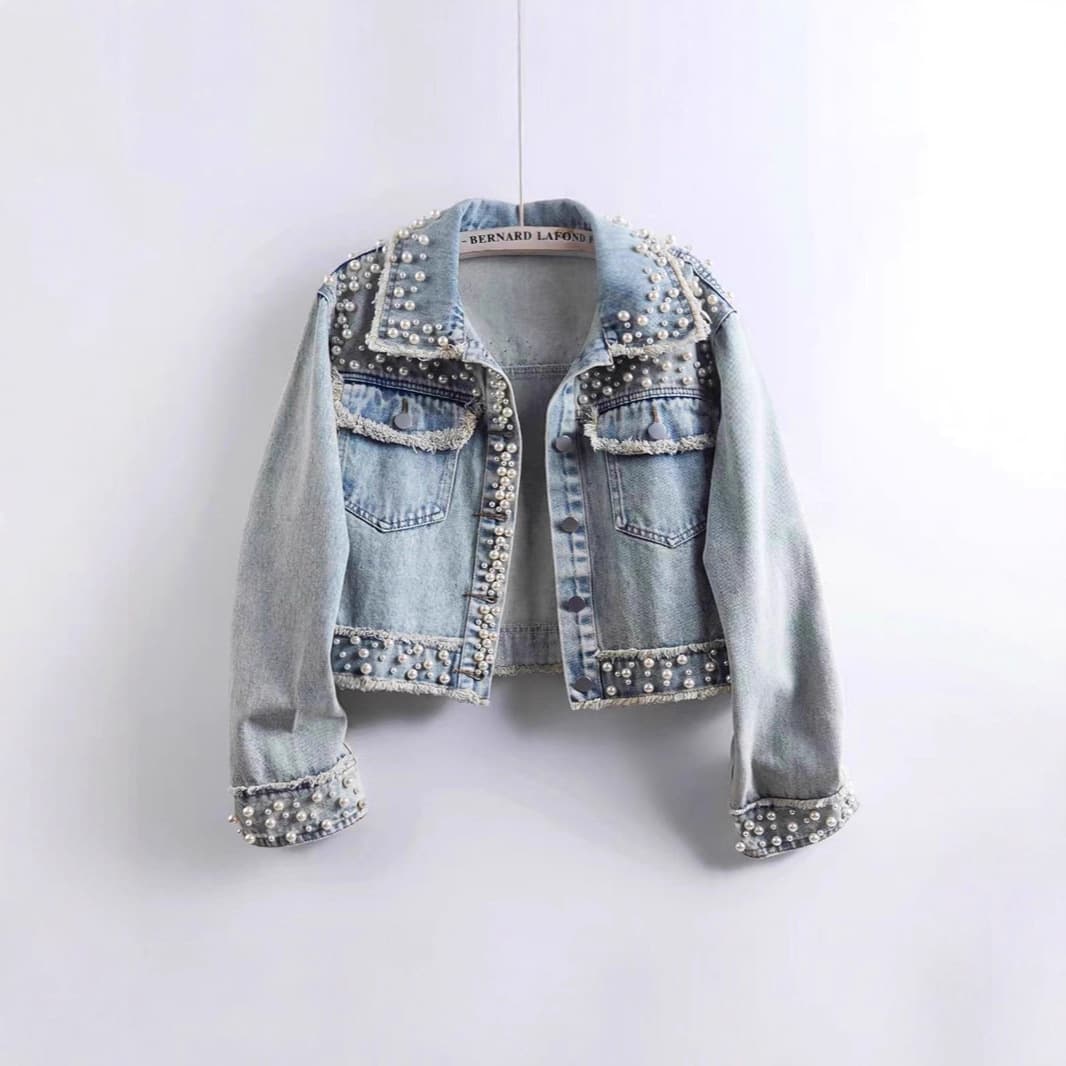 Niche Design Washed Denim Jacket for Women Fall 2025 New Heavy-Duty Rhinestone Fashion Casual Short Top