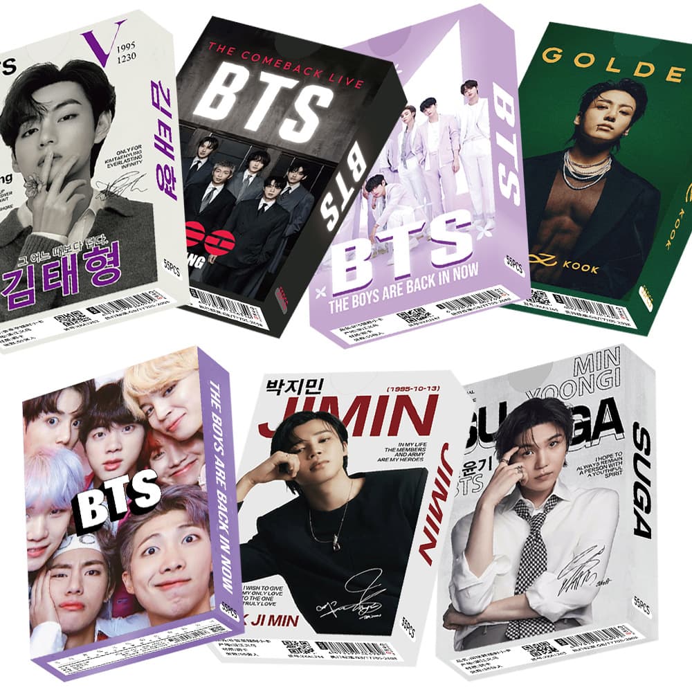 55 hot-selling exquisite boxed BTS Korean boy group self-printed laser cards and peripheral collectible postcards wholesale