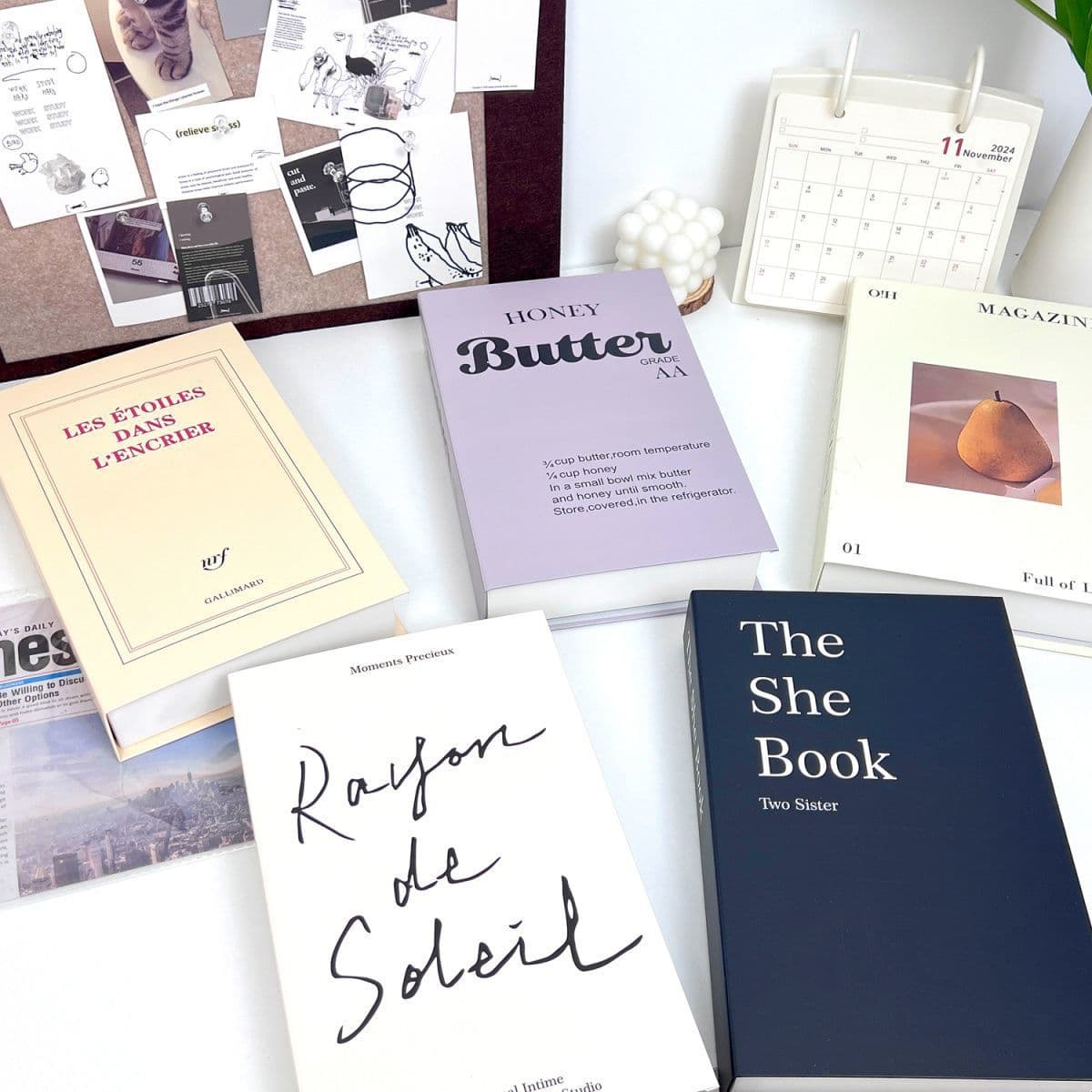 Korean-style realistic book props for Instagram, showrooms, studio interiors, coffee shops, and photo displays.