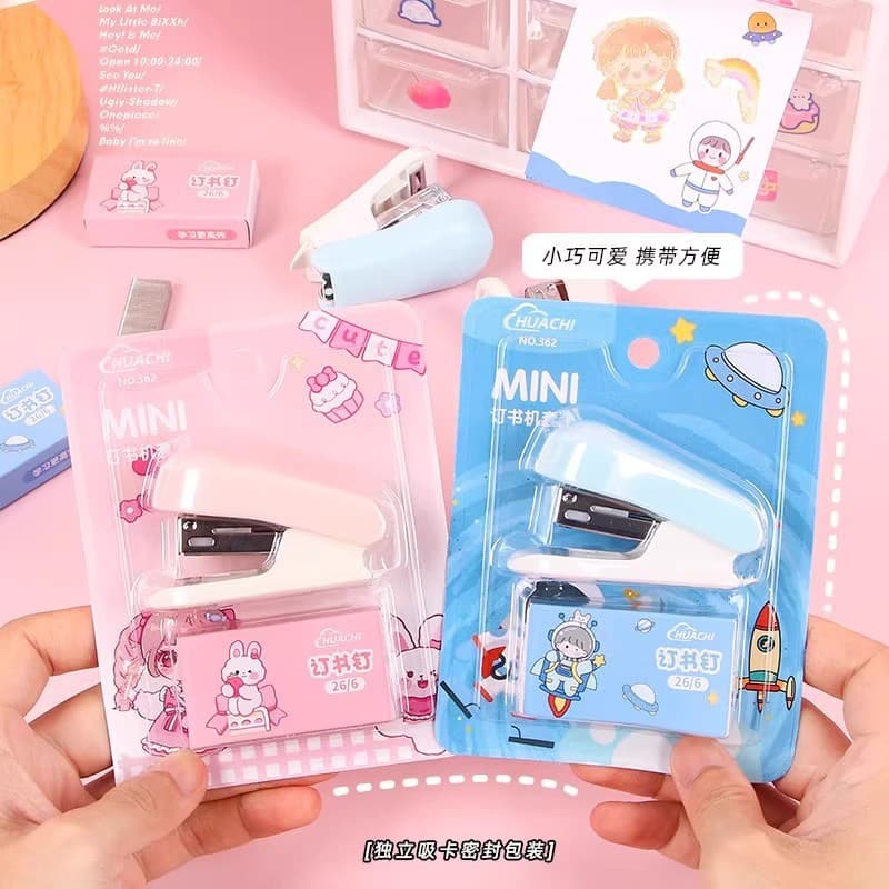 Cute Student School Supplies Mini Cartoon Stapler Set Multifunctional Binding Stapler