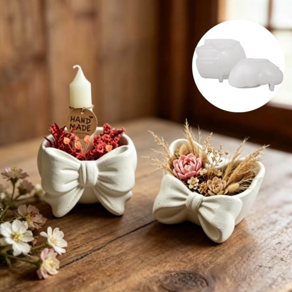 Bow tie storage jar silicone mold two-pack plaster aromatherapy container DIY handmade resin mold