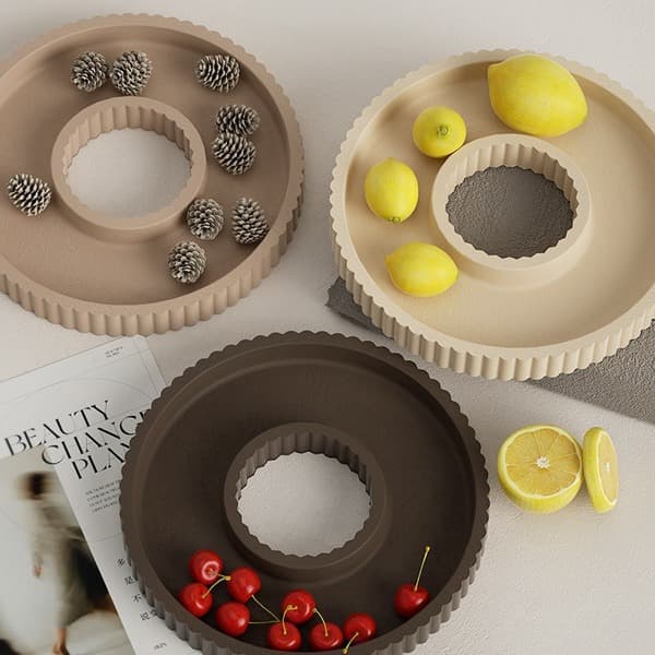 Round tray mold diy glue mirror striped storage tray cement gypsum tray dish silicone mold
