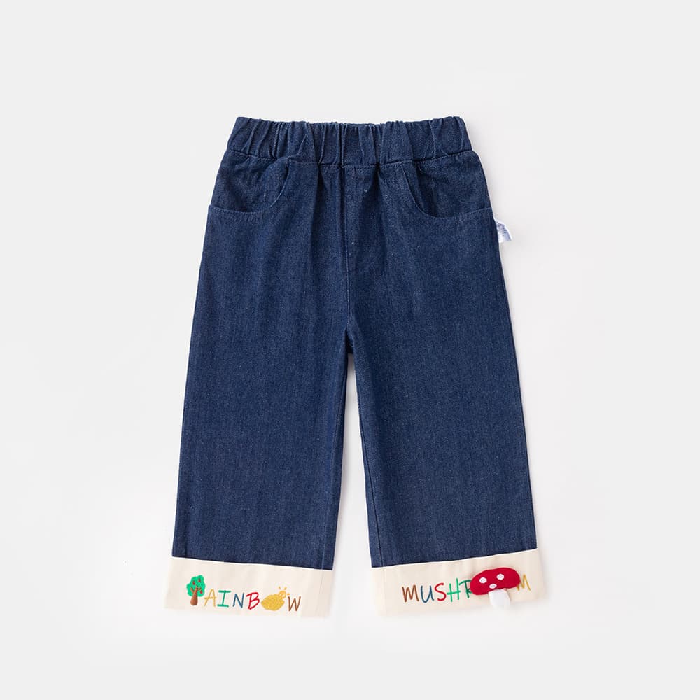 Children's Denim Pants Spring Autumn Casual Wide Leg 5013 Versatile Flared Pants Baby Girls Fashionable Trousers