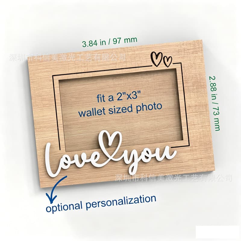 Cross-border Hot Selling POD Wooden Photo Frame DIY Fridge Magnet Graduation Season Couple Wooden Frame Ultrasonic Wooden Frame
