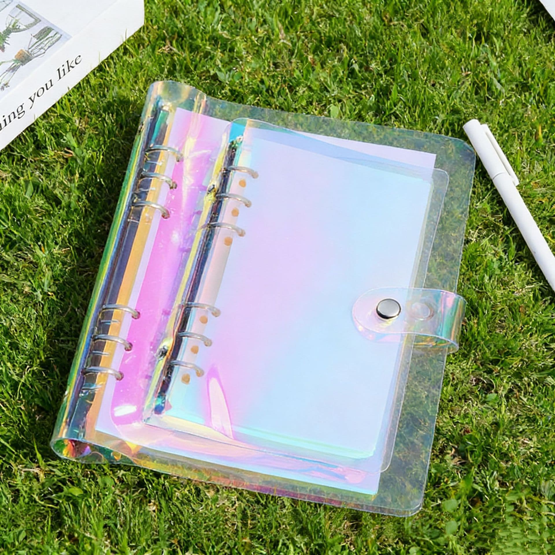 Laser transparent loose-leaf ledger A5A6 six-hole simple portable notepad storage clip cute photo album
