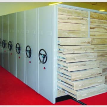 Intelligent cultural relic rack, made of metal, warehouse collection rack, base map mobile shelving, filing cabinet, accounting document cabinet.