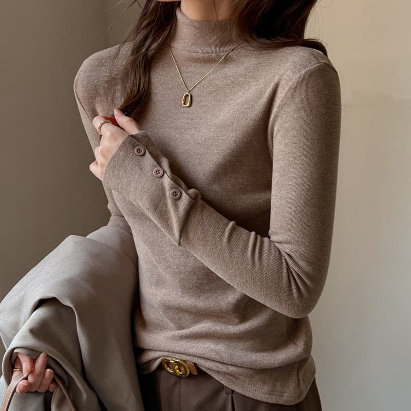 Cashmere-Like Half Turtleneck Long Sleeve Base Layer Top for Women, Versatile Long Sleeve T-Shirt with Premium Design