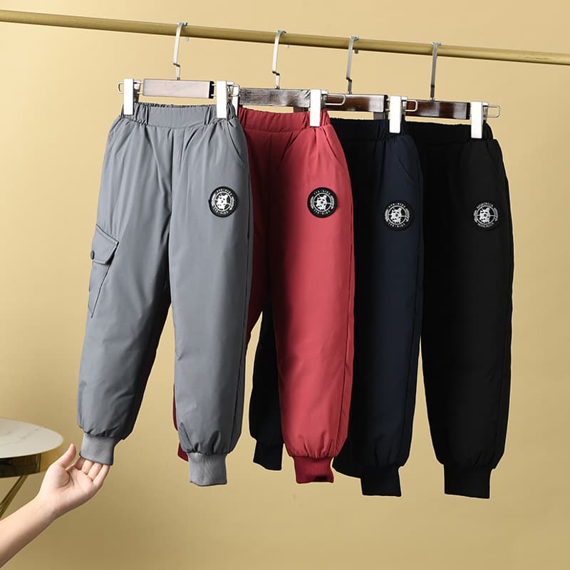 Children's Down Pants Boys Girls Outerwear Warm White Duck Down Older Kids Toddler Baby Thickened Cargo Pants Winter