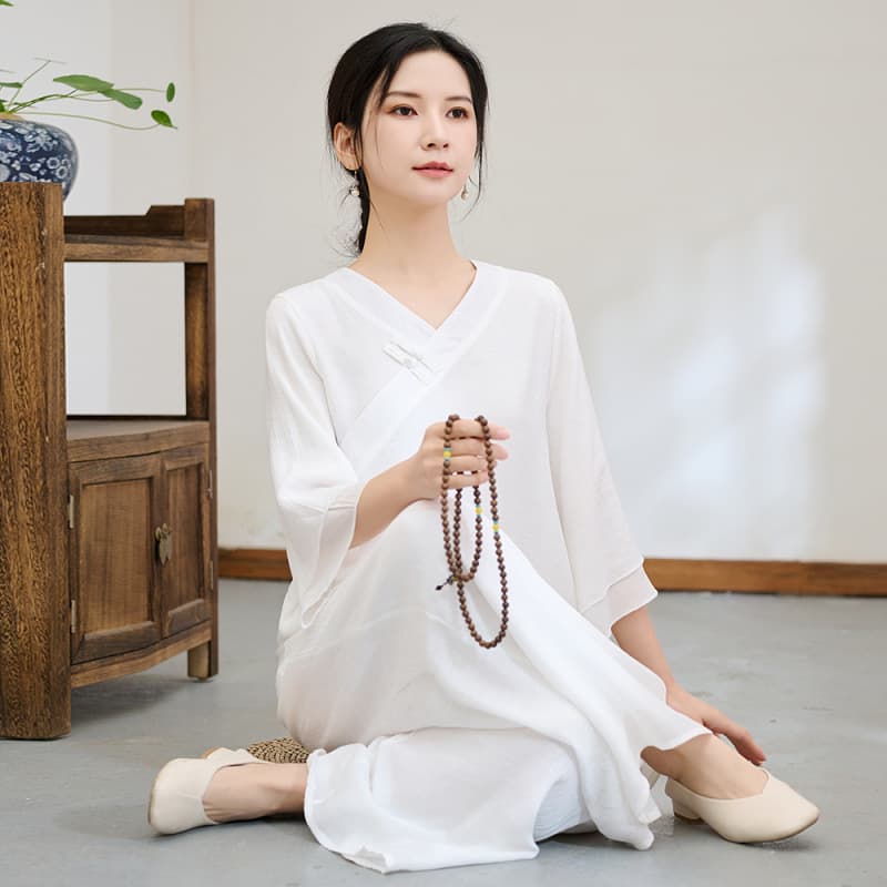 Chinese style Zen dance suit two-piece summer new cotton and linen Zen meditation practice suit Tai Chi suit Chinese style tea suit