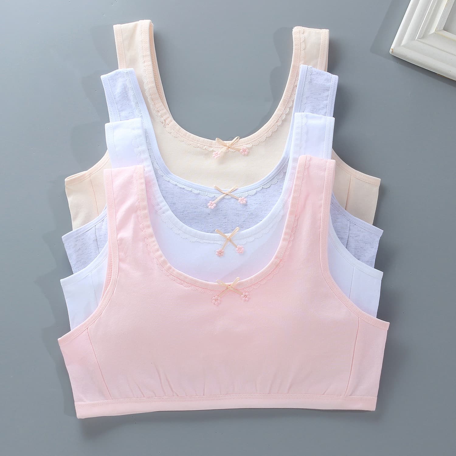 Girls' tank top, puberty bra, camisole, cotton, summer, for junior high school students aged 12-15, strapless base layer.