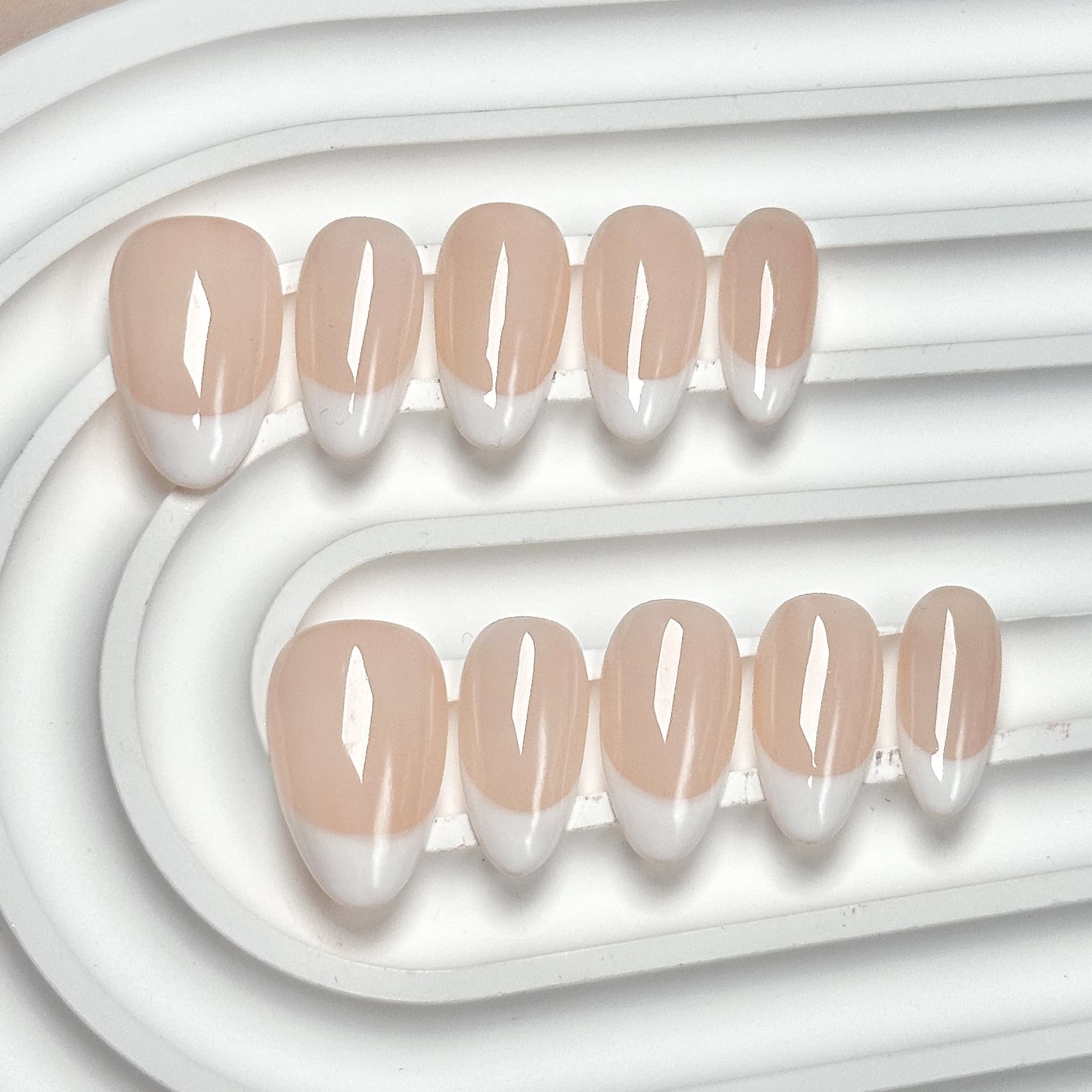 Nude Handmade Press-On Nails, High-End Solid Color Fake Nails, Short Almond Shape