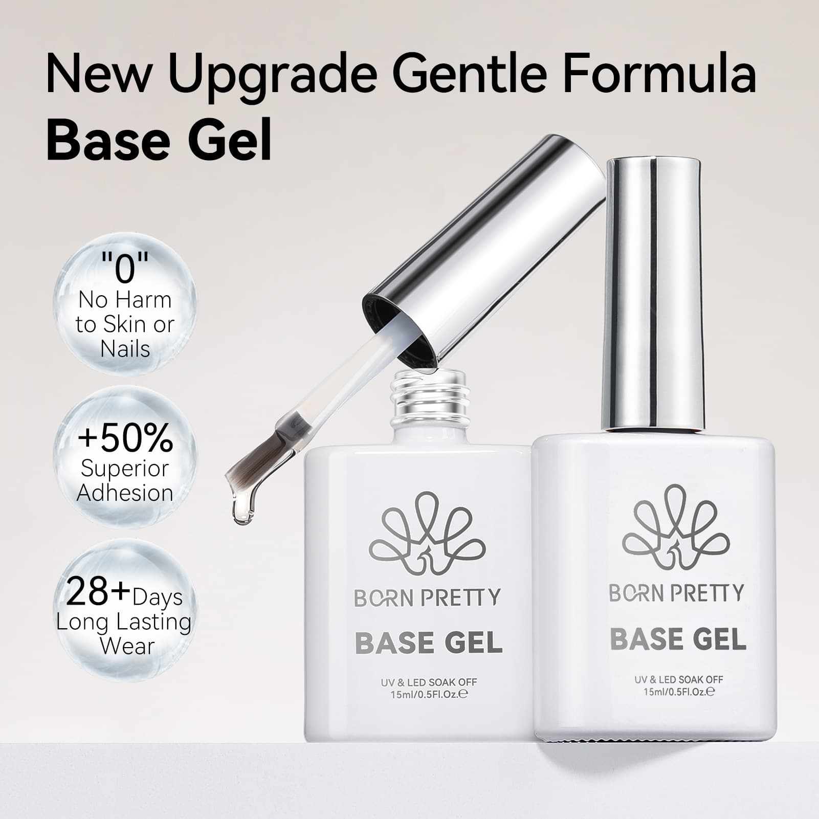 BORN PRETTY Nail Base Coat Crystal Top Coat Set High Gloss Strong Nail Gel HEMA TPO FREE