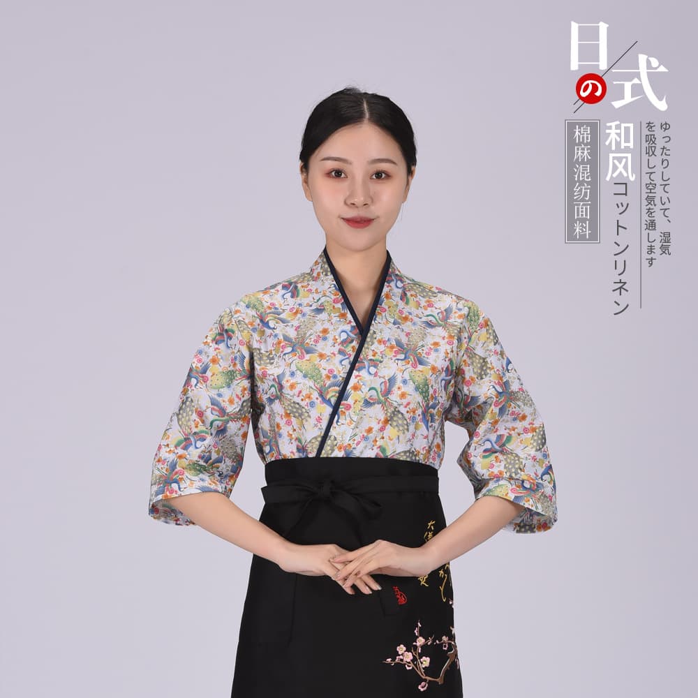 Japanese cuisine work uniform, kimono-style, sushi restaurant, Japanese restaurant, izakaya chef uniform, server uniform