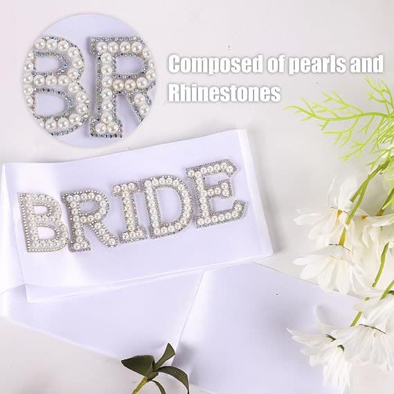 Popular bride pearl colored diamond letters bride bachelor party shoulder strap etiquette belt birthday queen letter shoulder strap