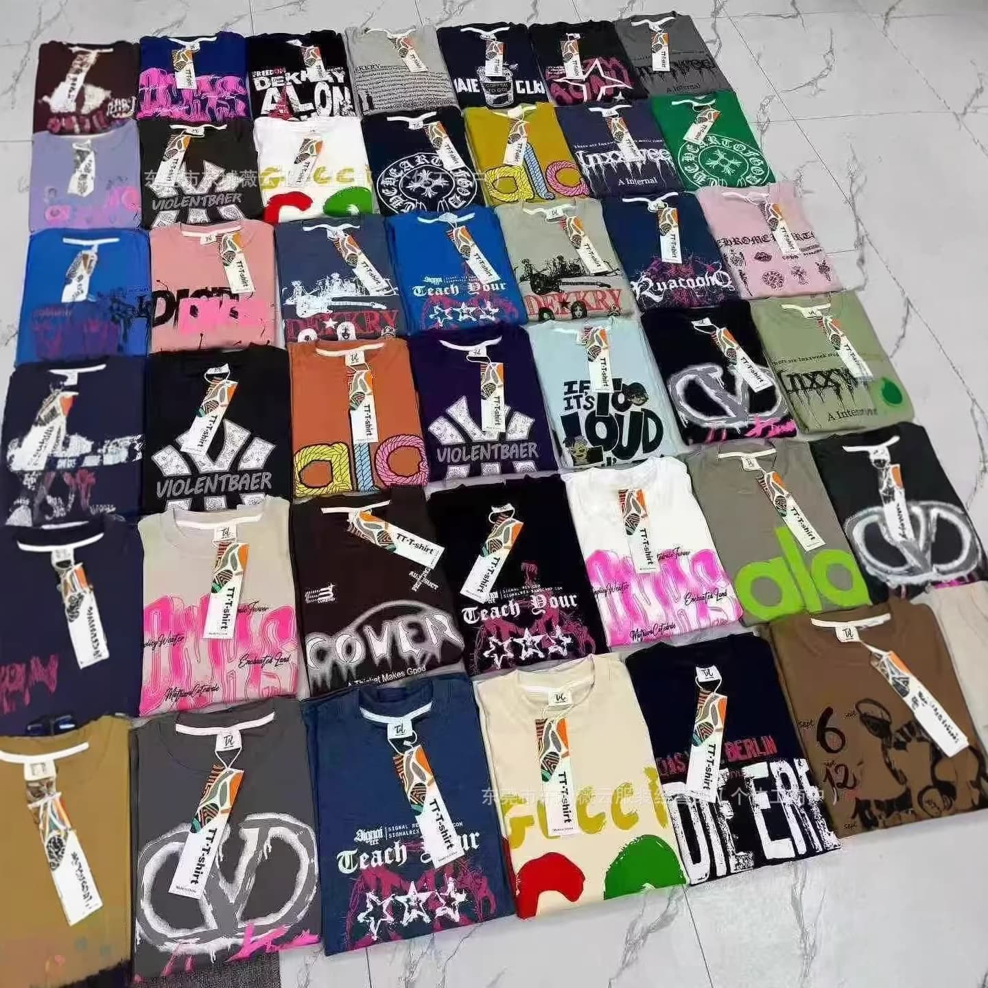 350g Heavyweight Pure Cotton American Style Printed Short Sleeve T-Shirt, Unisex Summer Loose Fit Trendy Cross-Border Bestseller