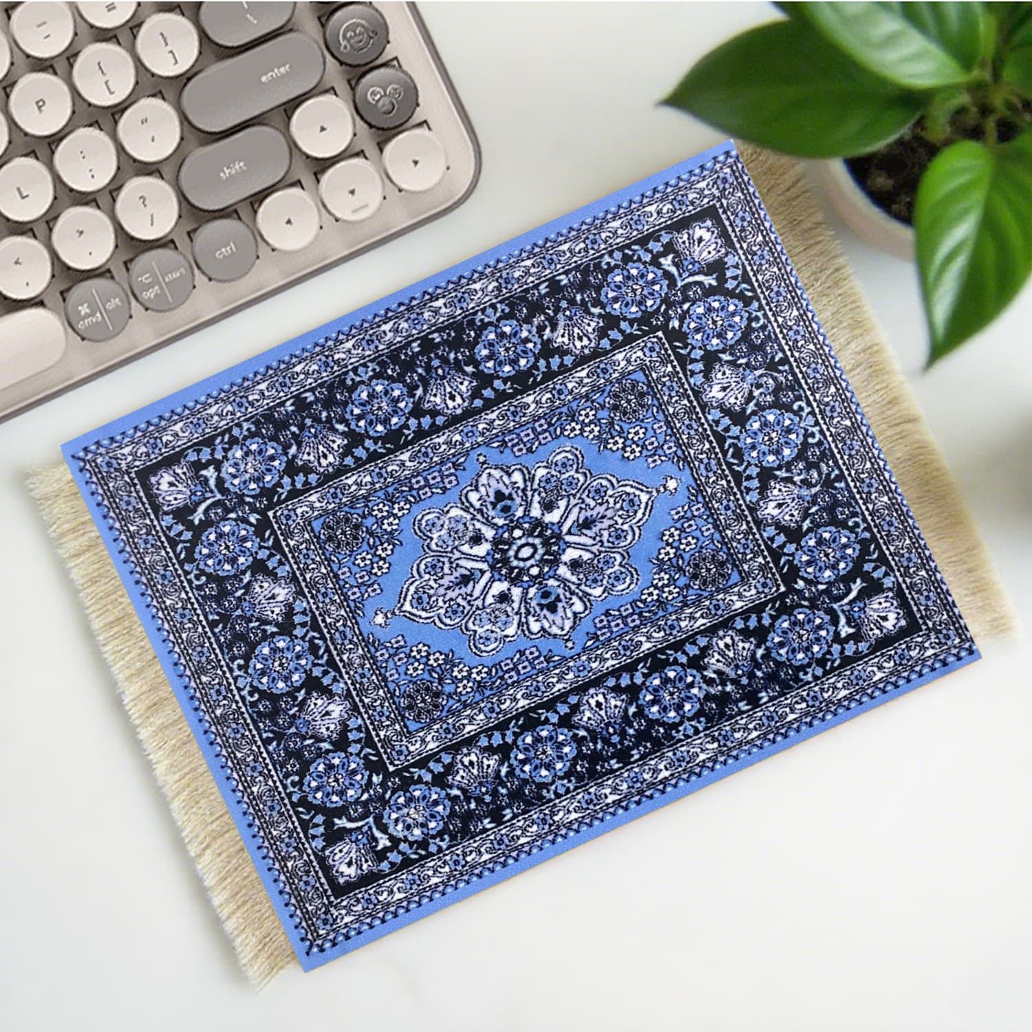 Cross-border In-Stock Tassel Persian Mat Creative Retro Style Photo Prop Mat Coaster Non-Slip Office Gaming Mouse Pad