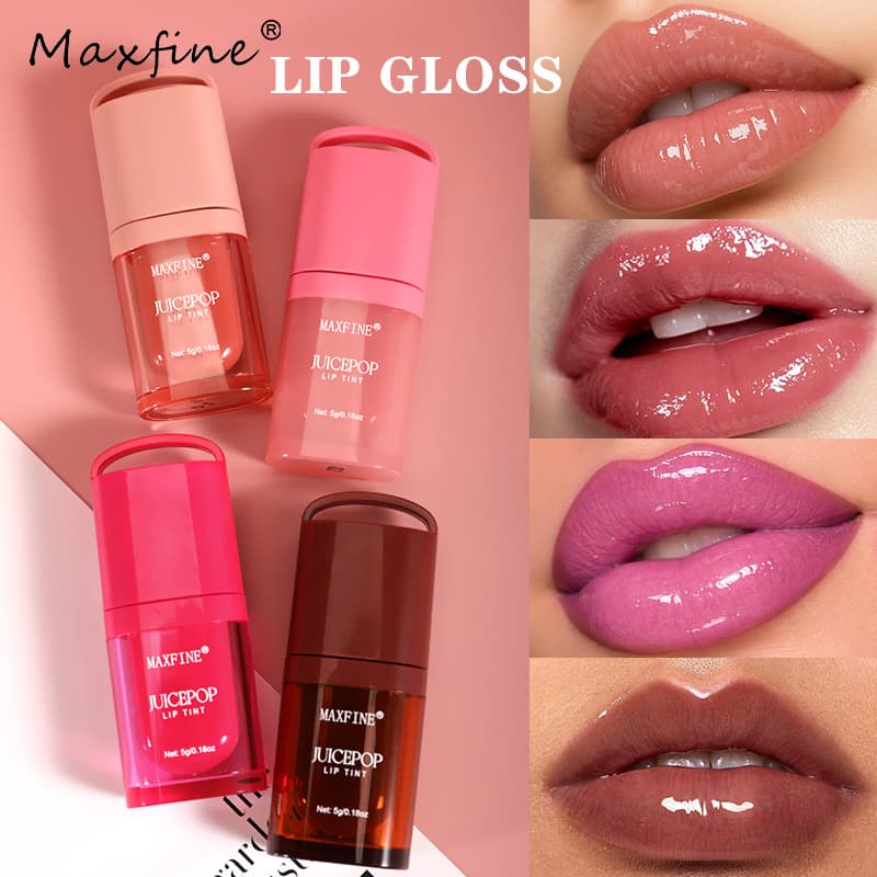 Cross-border hot selling Maxfine juice bubble water gloss lip glaze long-lasting hydration mirror glass feel wholesale in stock