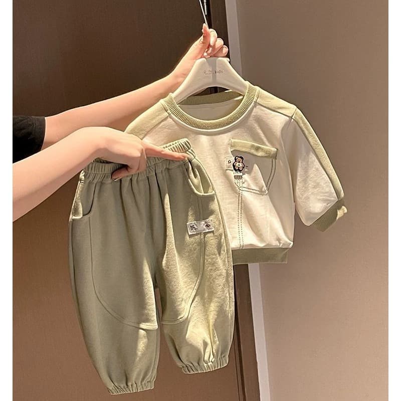 Suit 2025 new children's spring and autumn sweatshirt two-piece set baby autumn clothes fashionable suit