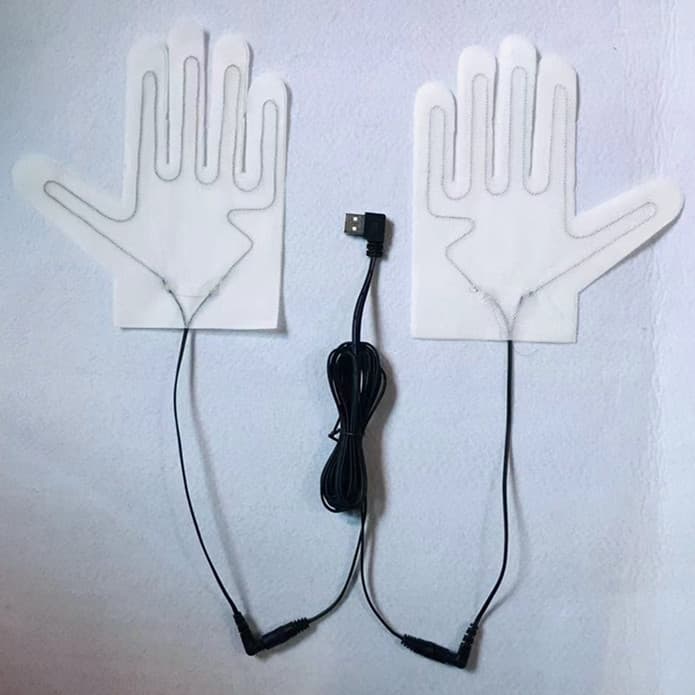 Composite fiber glove heating element. USB glove heating element. Hand-shaped heating element. Hand warmer heating element. Gloves