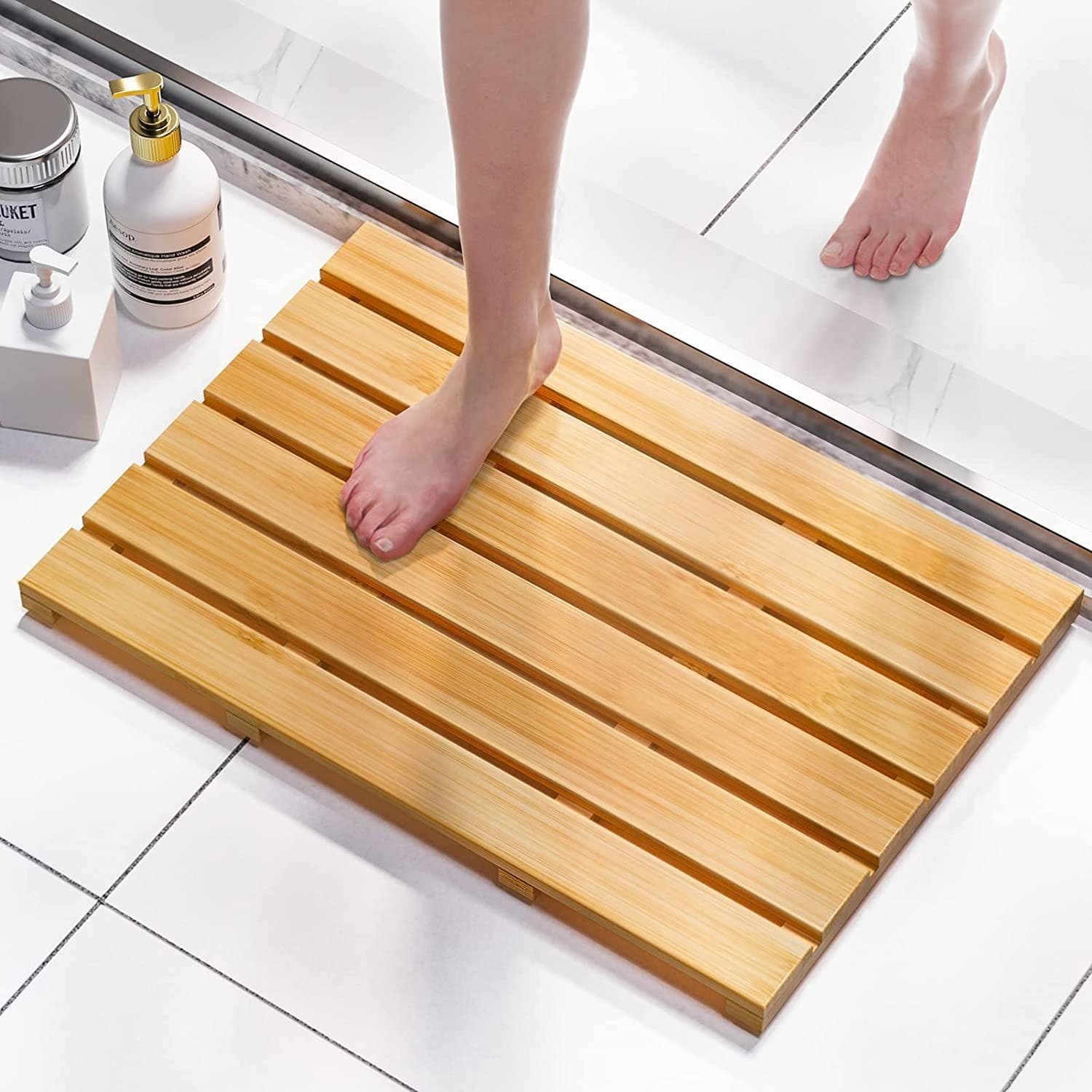 Bamboo Floor Mats, Non-Slip Mats, Bamboo Bathroom Mats, Home Bath Mats, Home Bathroom Non-Slip Mats