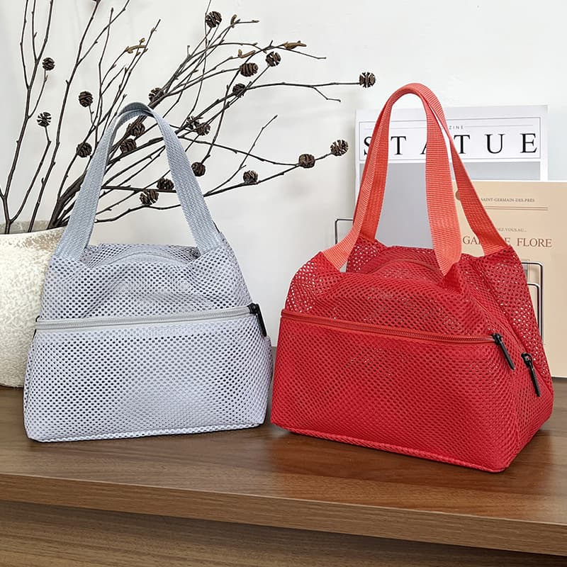 Mesh Bag Women's Handbag Cosmetic Bag Phone Student Lunch Bag Bento Bag Toiletry Bag Travel Storage Bag