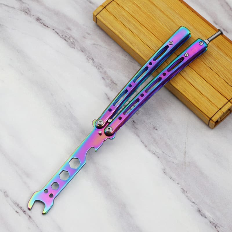 Butterfly Practice Knife Stainless Steel Display Knife Unsharpened Portable Flippable Deformation Outdoor Tool