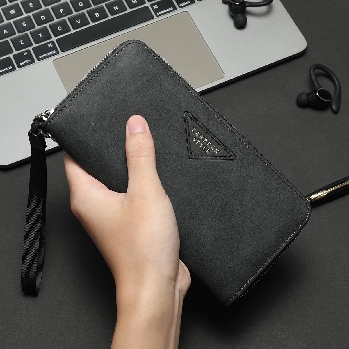2025 New Men's Long Wallet European and American Retro Fashion Casual Three-fold Multi-card Zipper Handbag